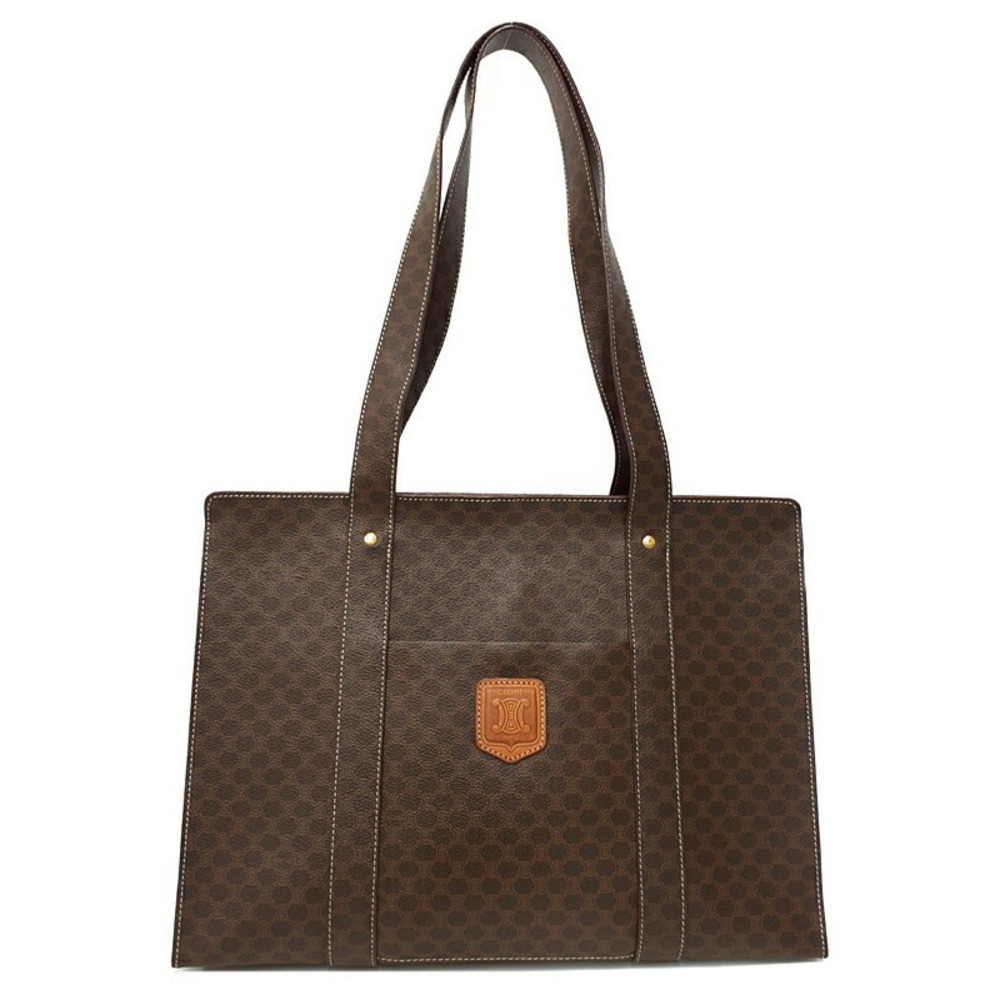 Celine Macadam Leather Shoulder Bag Brown